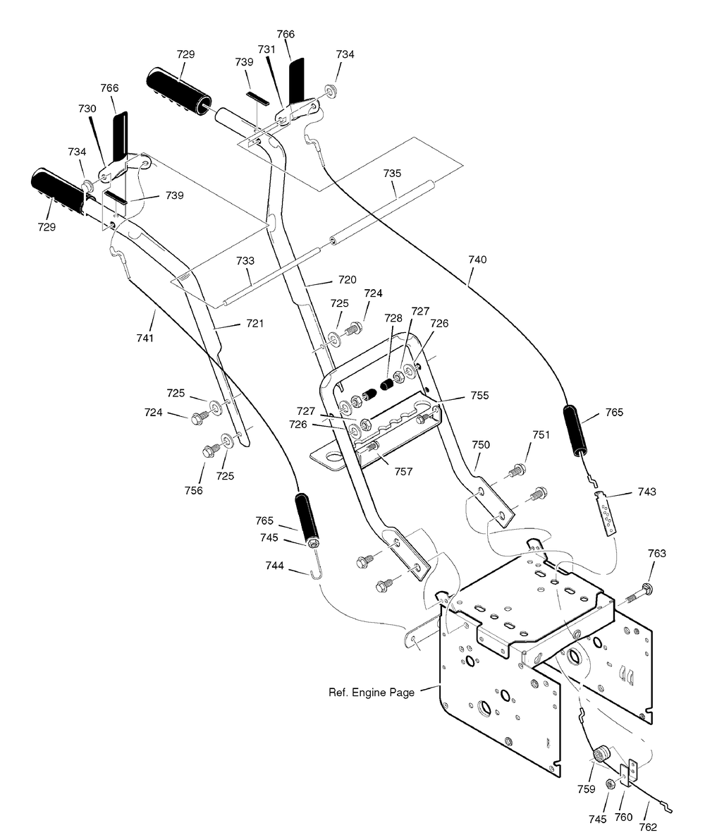 Handle Assembly Diagram and Parts List for 624650X16B-ST6524 2007 Briggs and Stratton Snow Blower